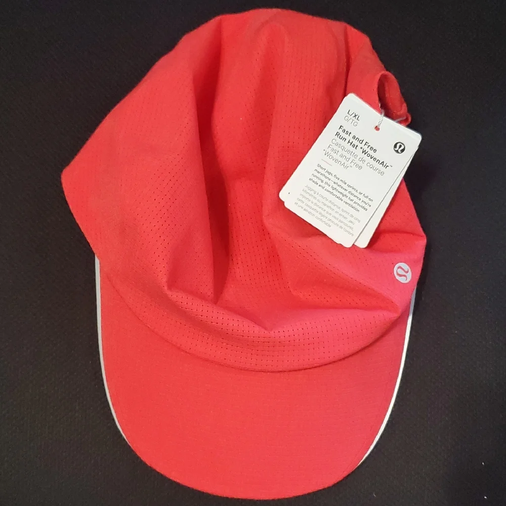 NWT Lululemon Fast And Free WovenAir Red Glow Running Hat Sz L/Xl